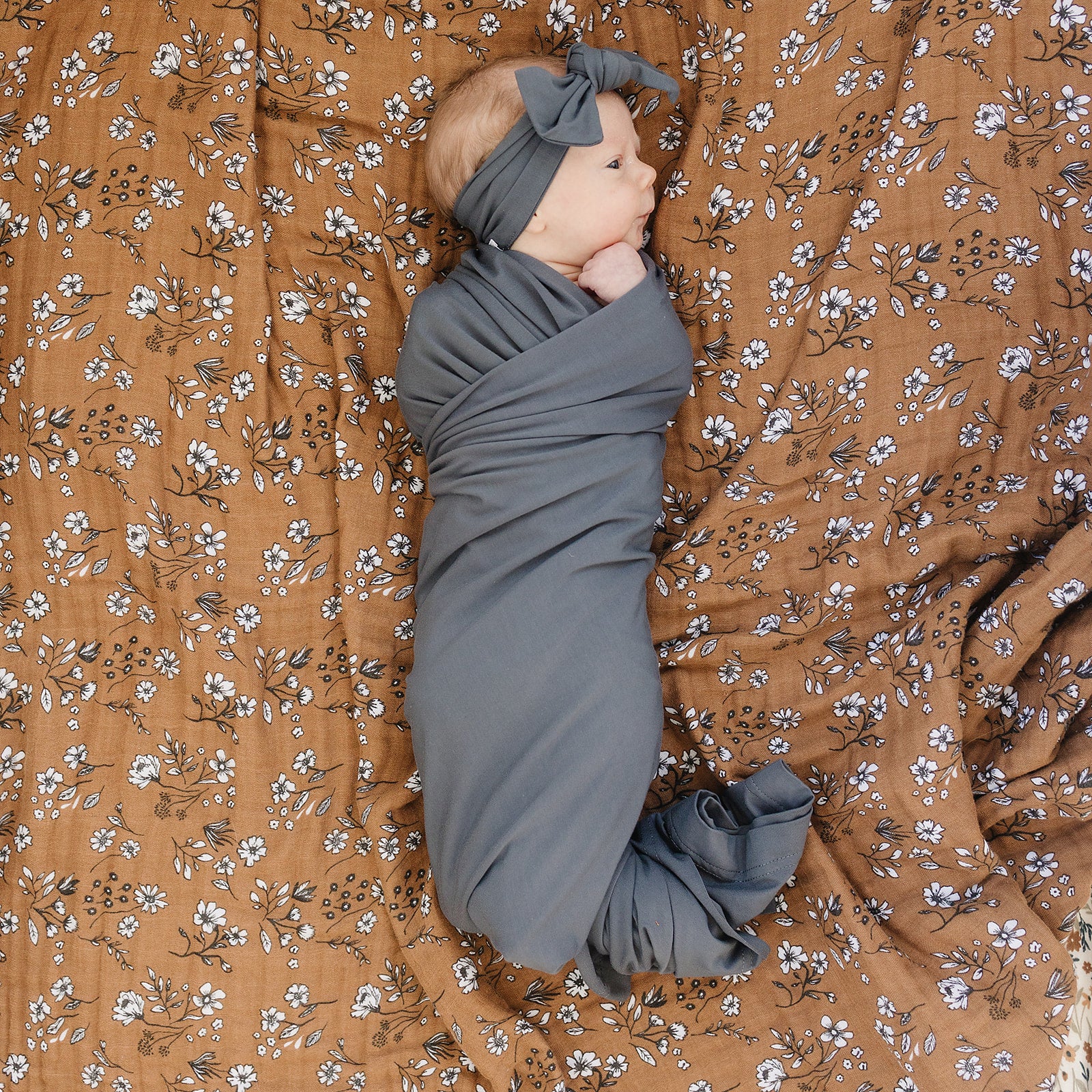 Mebie Baby Bamboo Stretch Swaddle. Gender Neutral for take home outfits and swaddling newborns. 