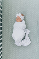 Mebie Baby White Stretch Swaddle Hat + Head Wrap 