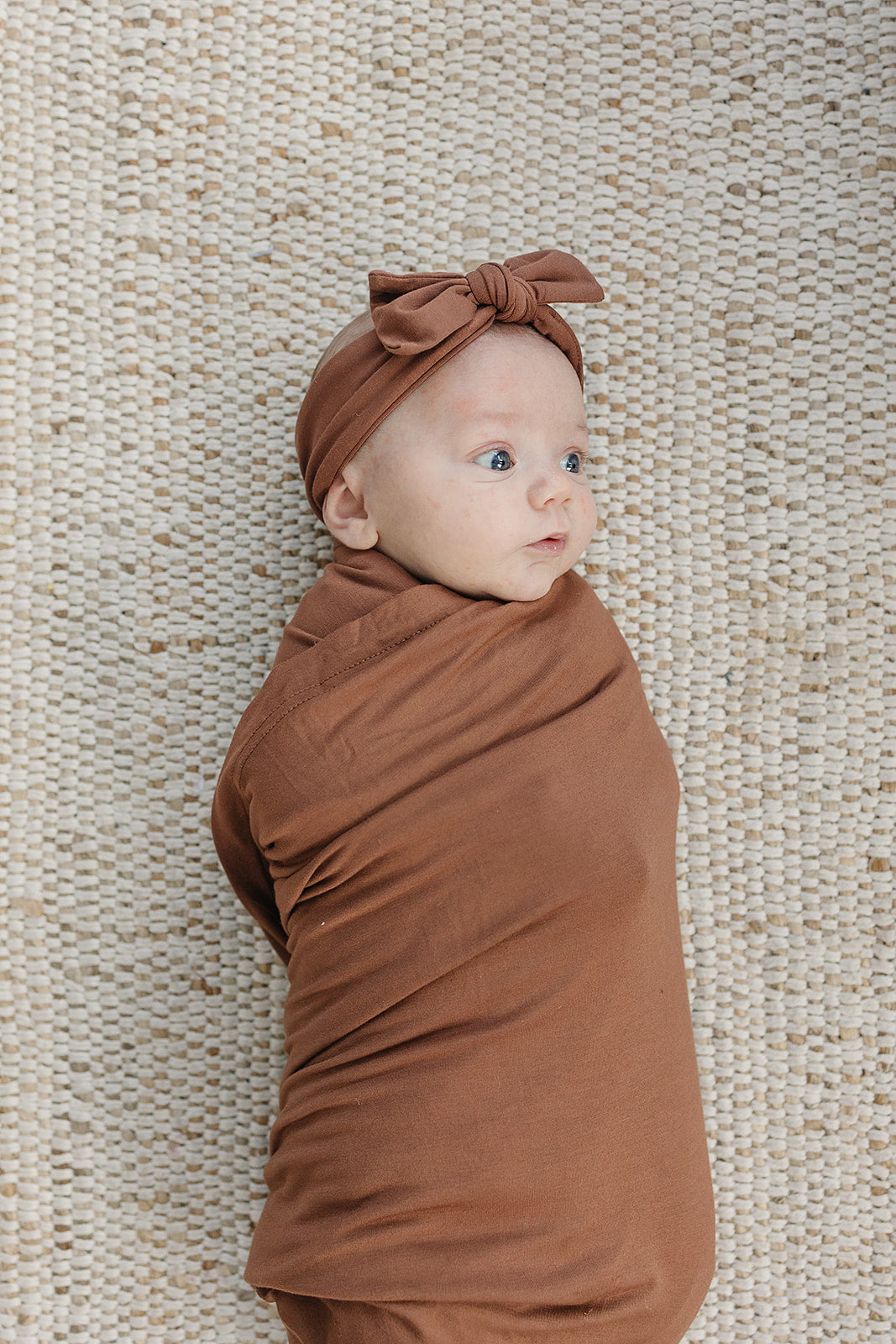 Mebie Baby Bamboo Stretch Swaddle. Gender Neutral for take home outfits and swaddling newborns. 