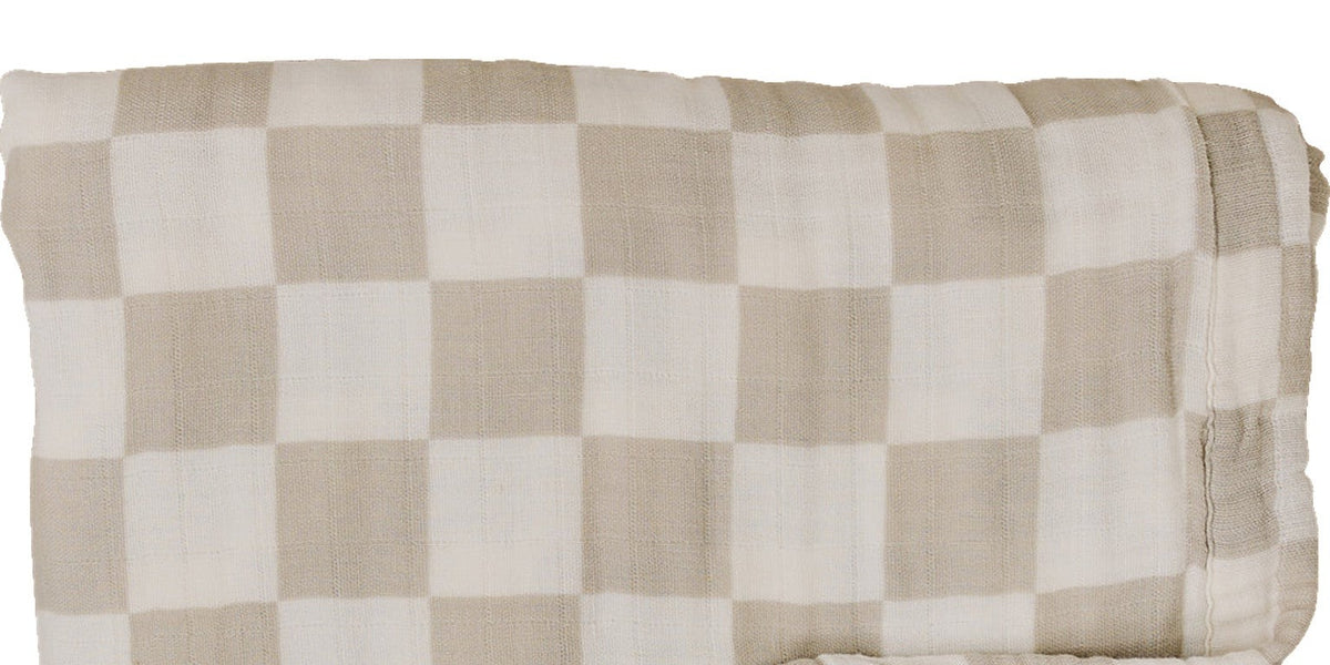 Mebie Baby Taupe Checkered Muslin Quilt
