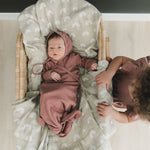 Mebie Baby Dusty Rose Organic Cotton Ribbed Knot Gown