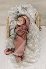 Mebie Baby Dusty Rose Organic Cotton Ribbed Knot Gown