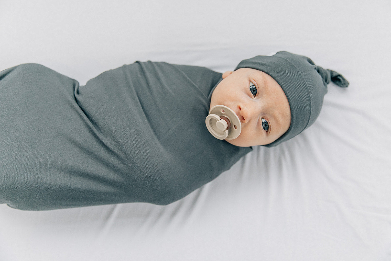 Mebie Baby Charcoal Stretch Swaddle + Headwrap 