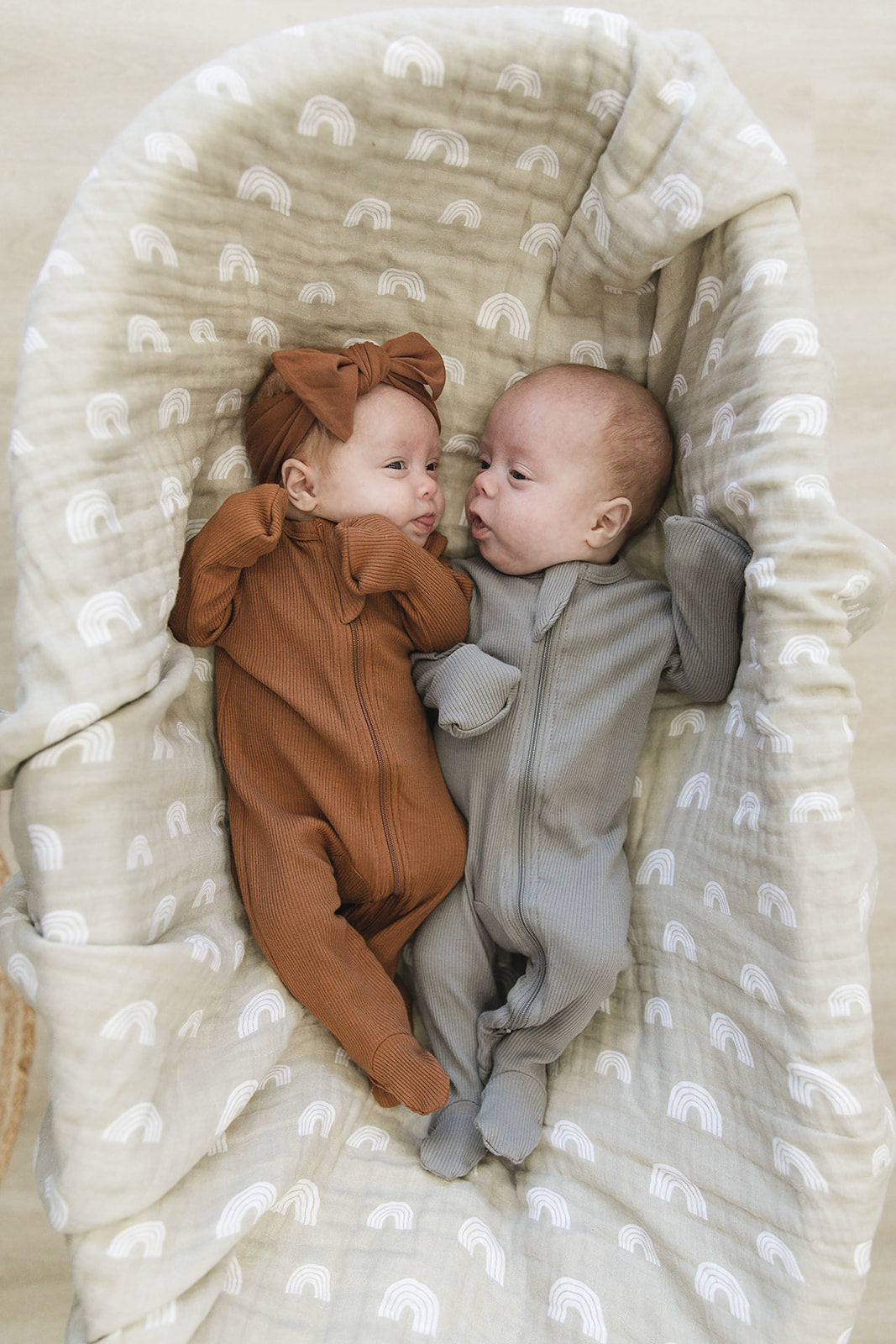 Mebie Baby Rust Organic Cotton Ribbed Zipper